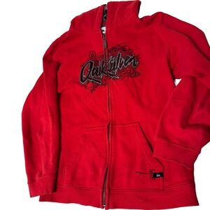 Quiksilver Kids Bold Red Zip-Up Hoodie XL 7X patterned hood